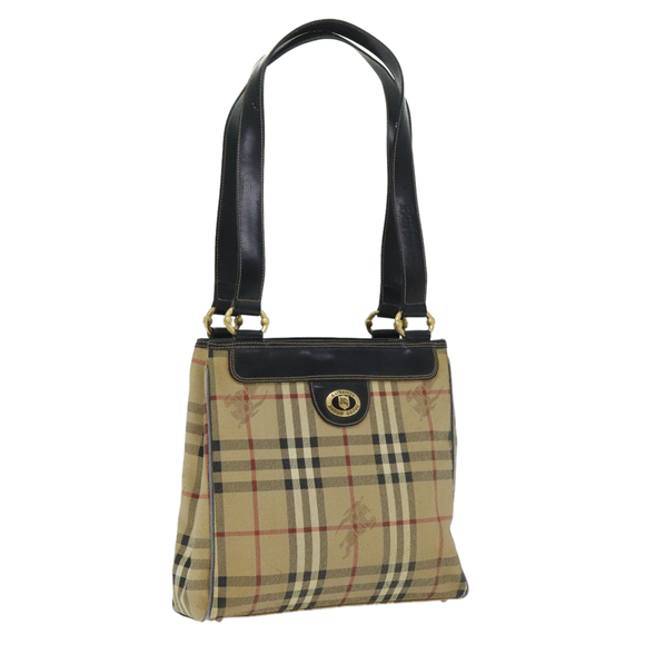 BURBERRY Nova Check Hand Bag PVC Beige Auth 93887 - Picture 1 of 16